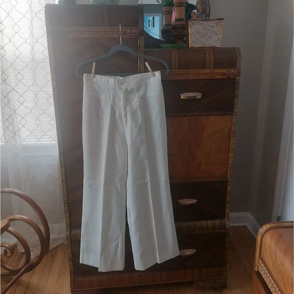 Vintage 1970s Pantasias high waisted V stitched wide leg pants true vin… - Picture 6 of 16